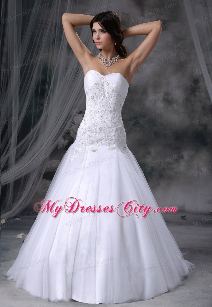 Lace with Beading A-line Sweetheart Chapel Train Wedding Dress