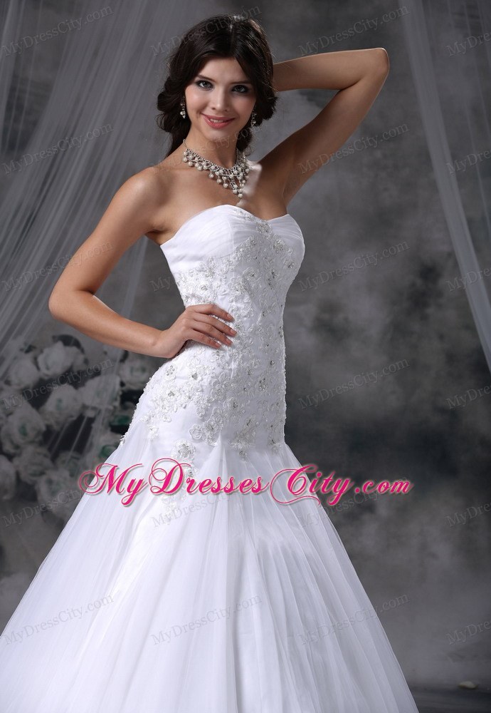 Lace with Beading A-line Sweetheart Chapel Train Wedding Dress