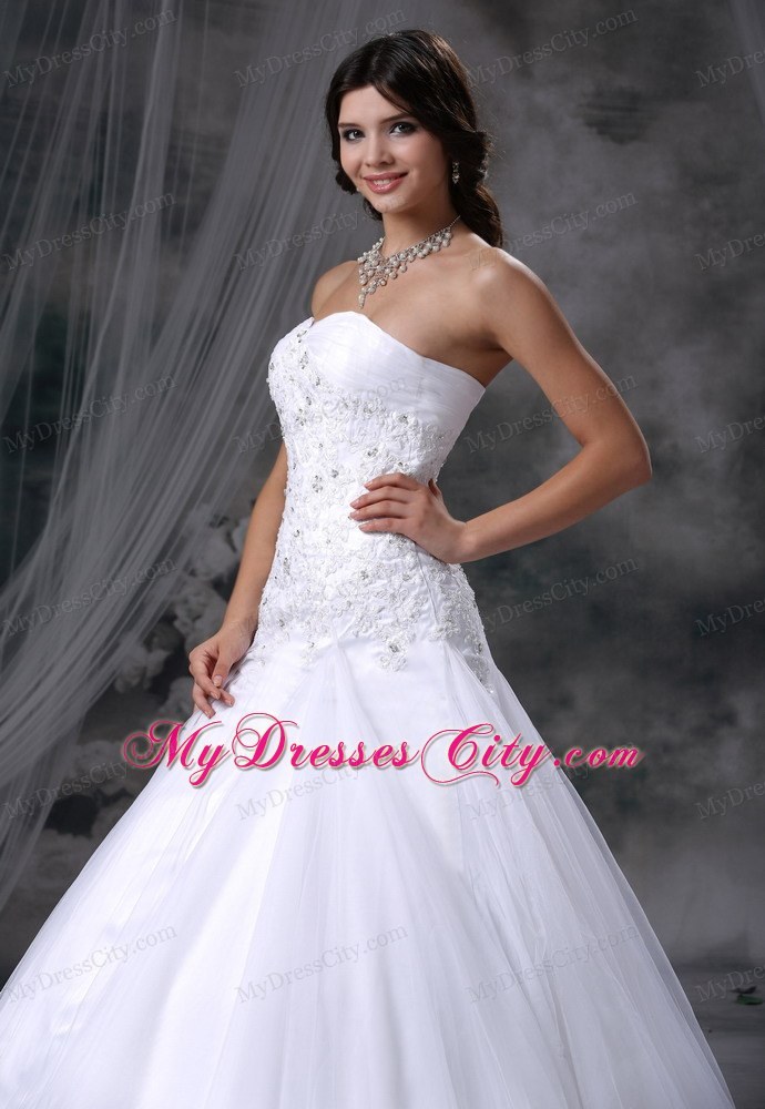 Lace with Beading A-line Sweetheart Chapel Train Wedding Dress