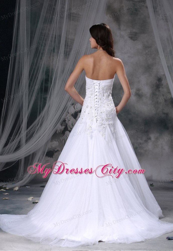 Lace with Beading A-line Sweetheart Chapel Train Wedding Dress