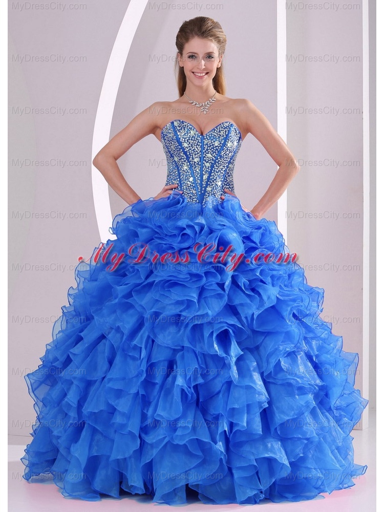 Exquisite Ruffles Sweetheart Classic Quinceanera Dresses in Blue