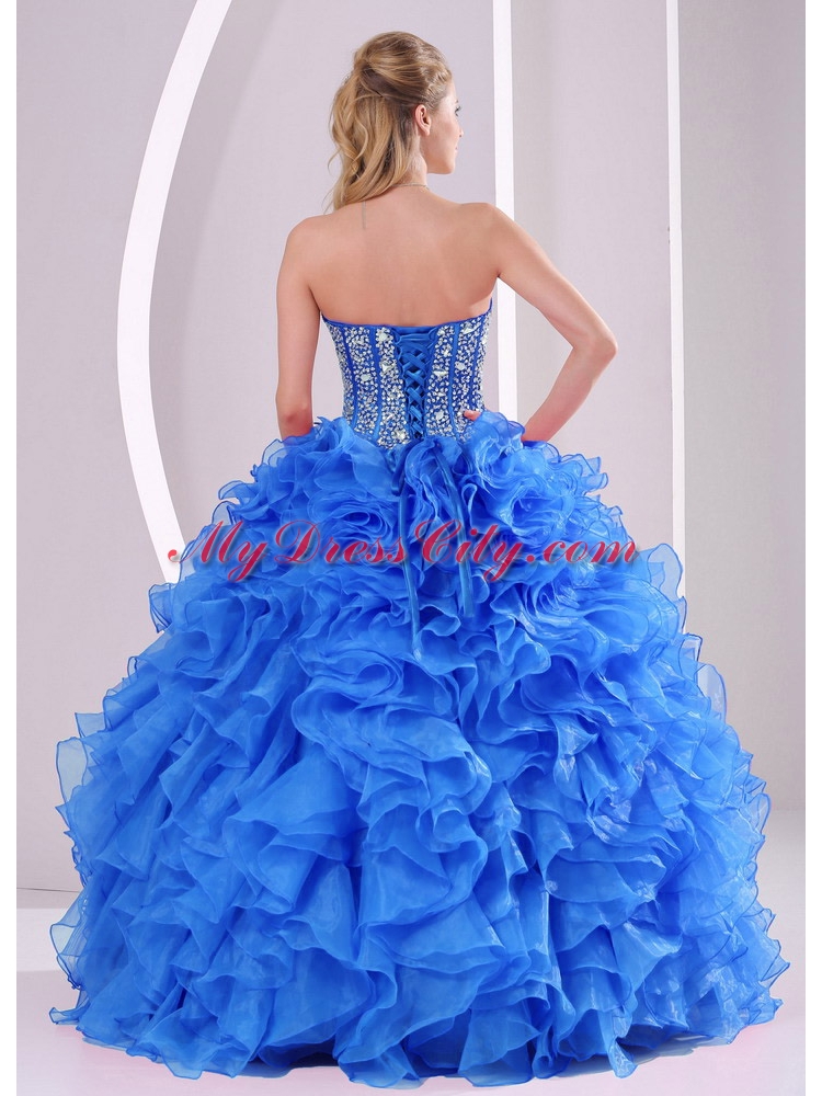 Exquisite Ruffles Sweetheart Classic Quinceanera Dresses in Blue