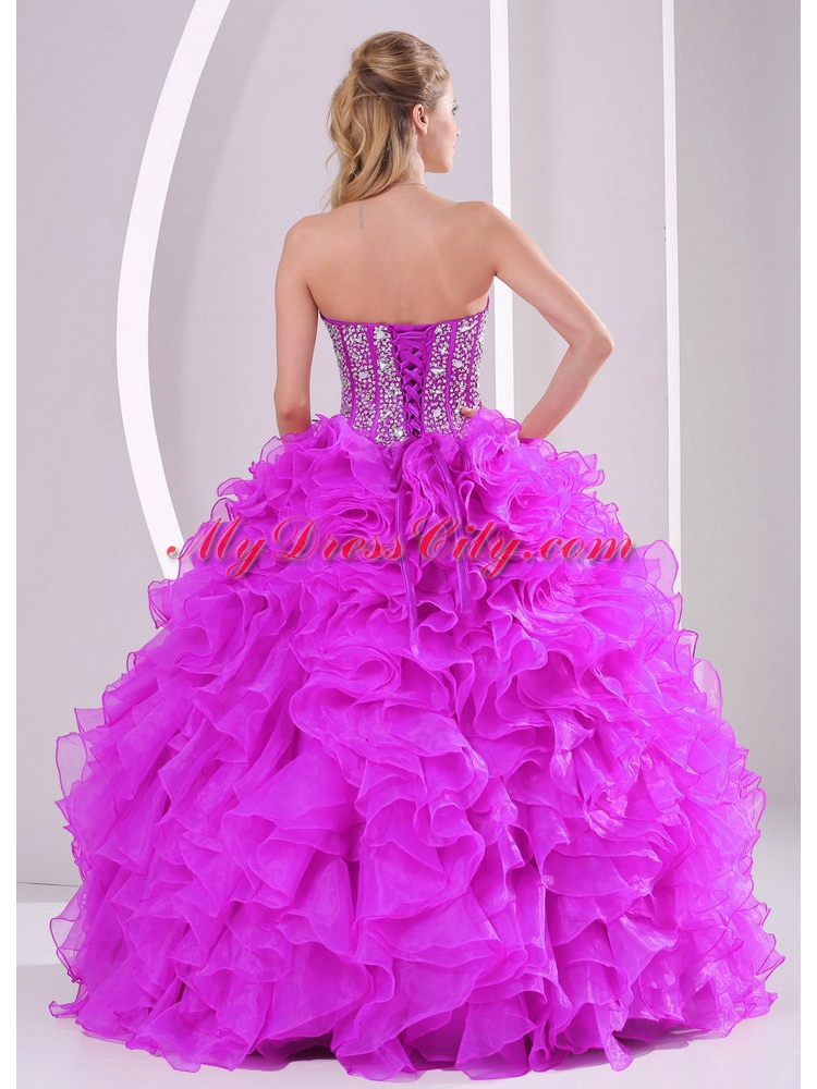 Ball Gown Sweetheart Ruffles and Beaded Decorate Elegant Quinceanera Dresses