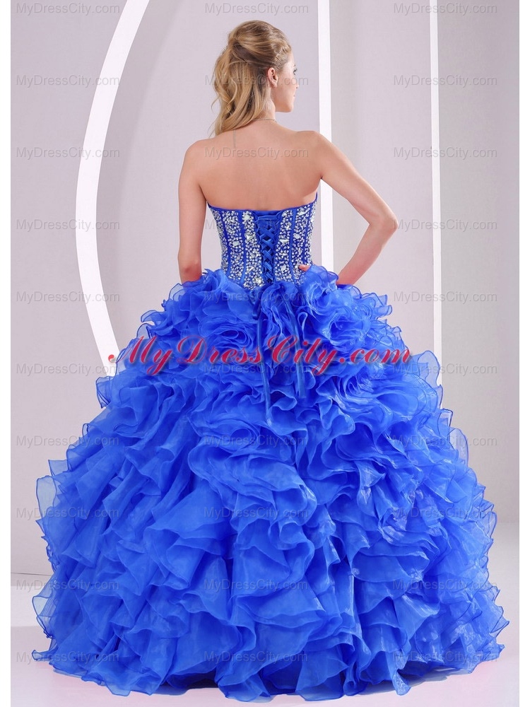 Royal Blue Sweetheart Ruffles and Beaded Decorate Quinceanera Dresses On Sale