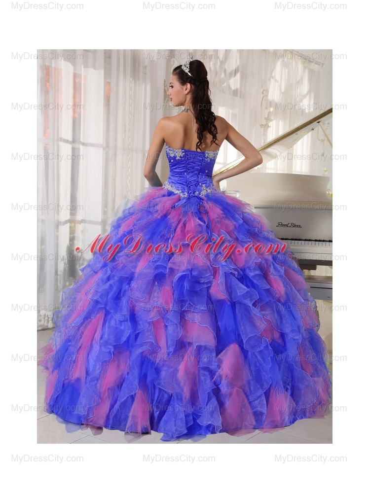 Appliques and Flowers Organza Unique Quinceanera Dresses for Sweet 16