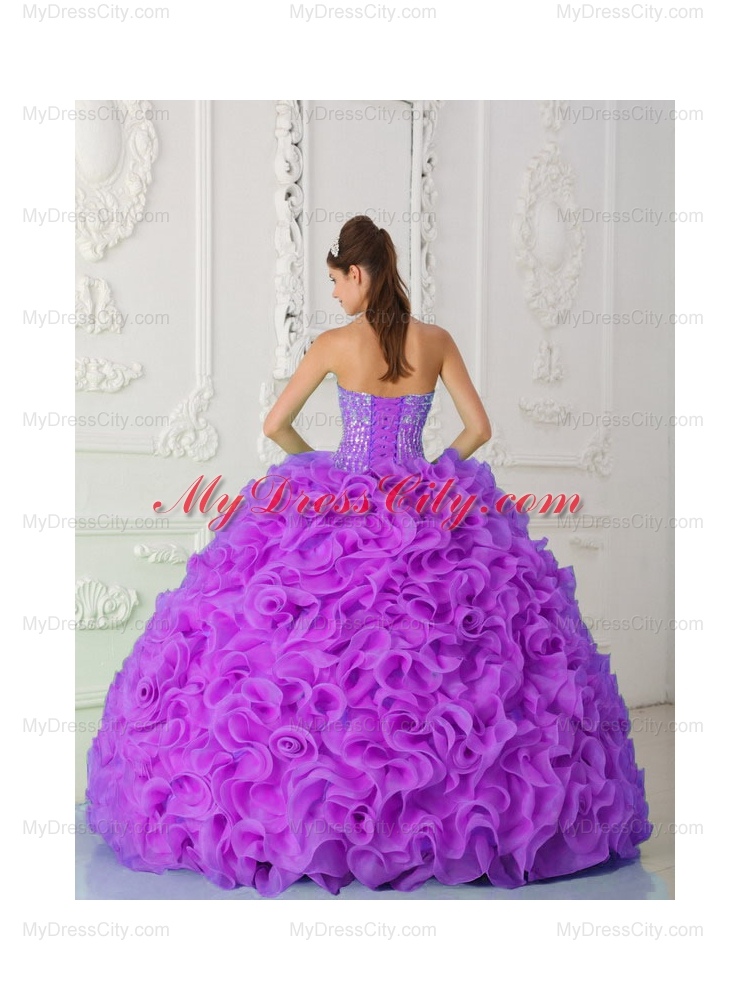 Fuchsia Ball Gown Unique Quinceanera Dresses Strapless Organza Beading