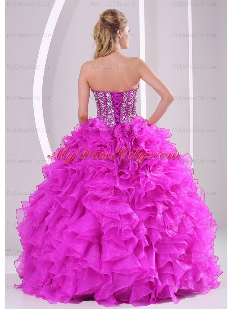 Ruffles and Beading Sweetheart Floor-  length Pretty Quinceanera Dresses for   2014 summer