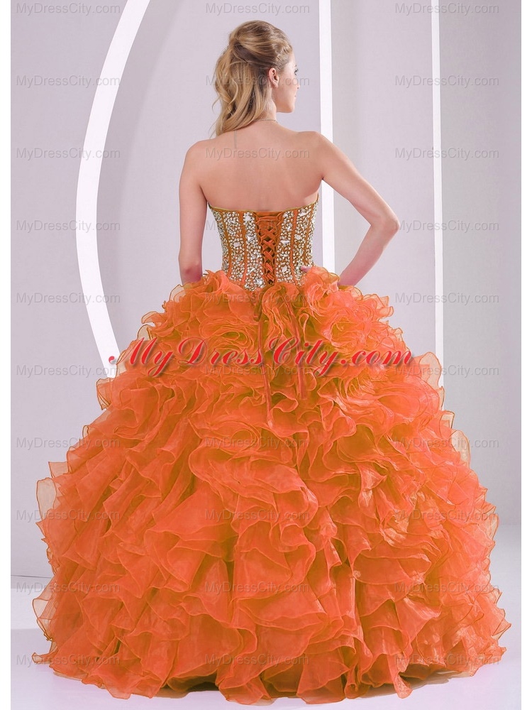 Elegant Ball Gown Sweetheart Ruffles and Beaded Decorate Designer Quinceanera Dresses