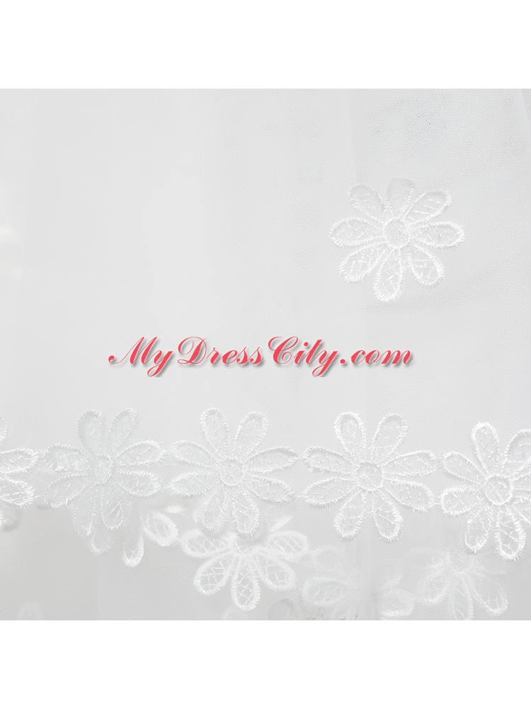 2014 Two-Tier Tulle  Elbow Veils with Lace Edge