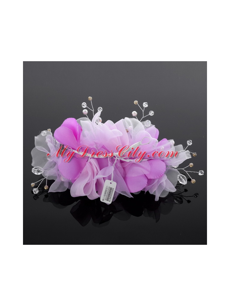 Beautiful Tulle Lilac 2014 Hair Flower with Rhinestone
