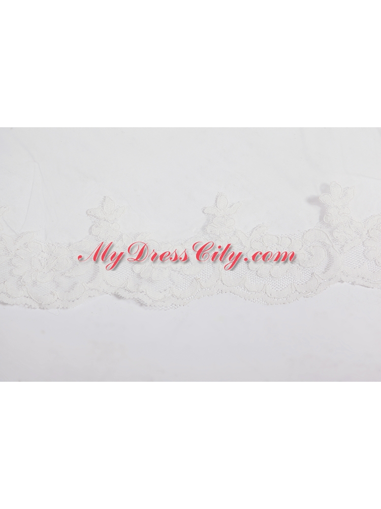 Elegant One-Tier Oval Elbow Veils with Lace Edge