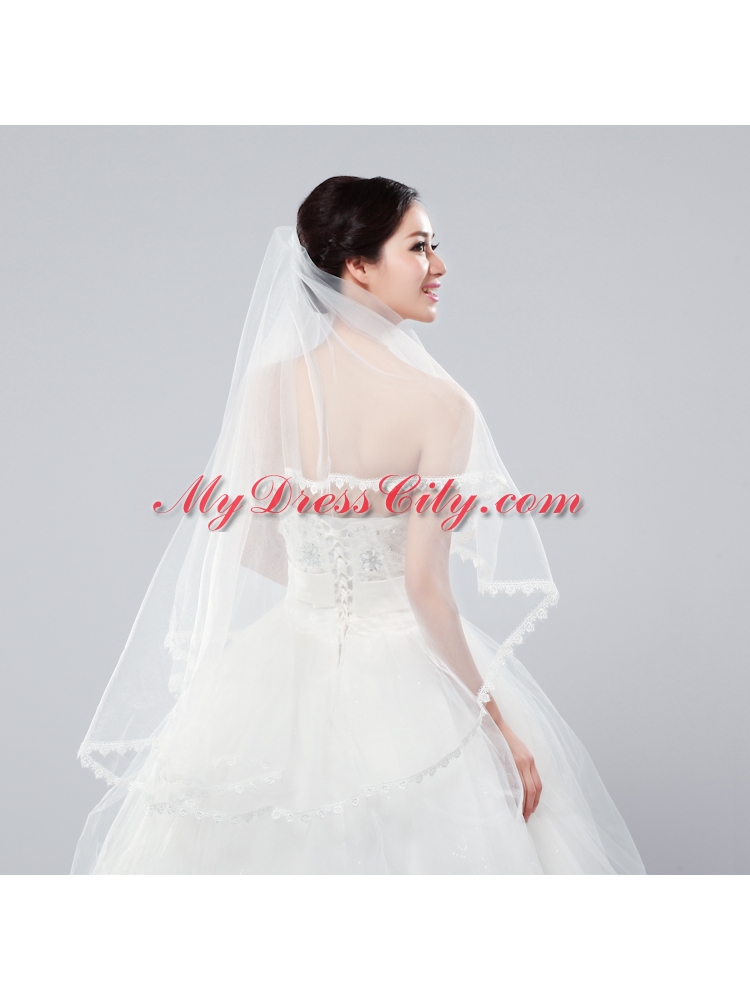 Graceful One-Tier Lace Edge Elbow Veils for Wedding Party