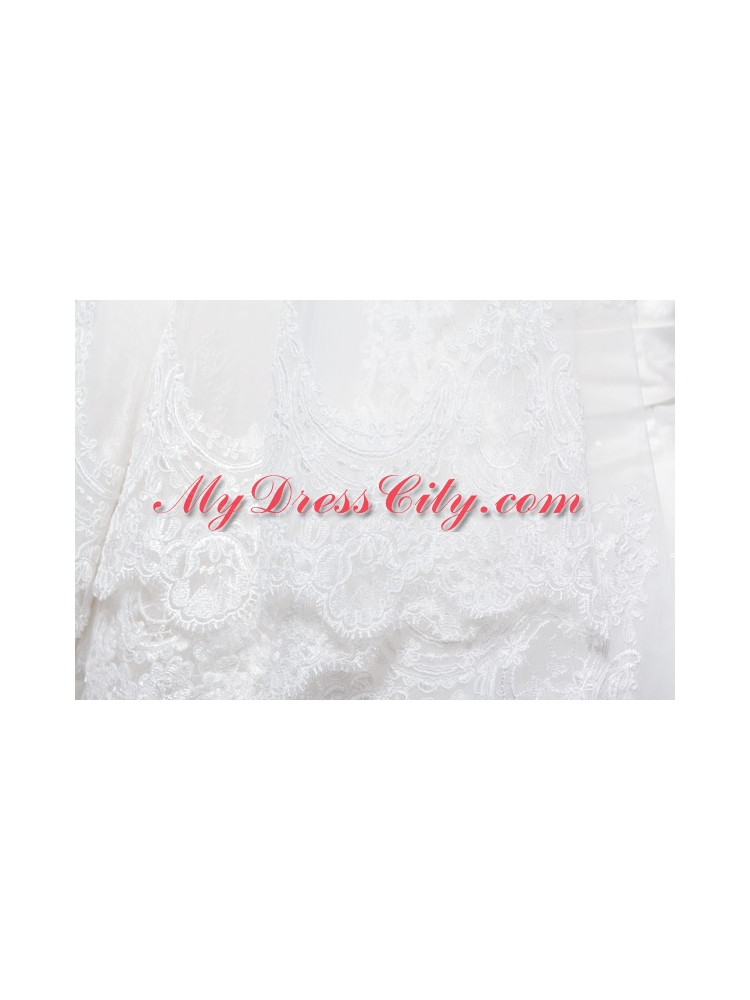 One-Tier Drop Veil Bridal Veils with Lace Appliques Edge