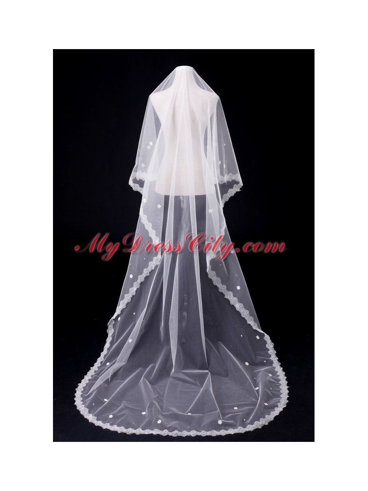 One-Tier Oval Lace Edge Bridal Veils for Wedding Party