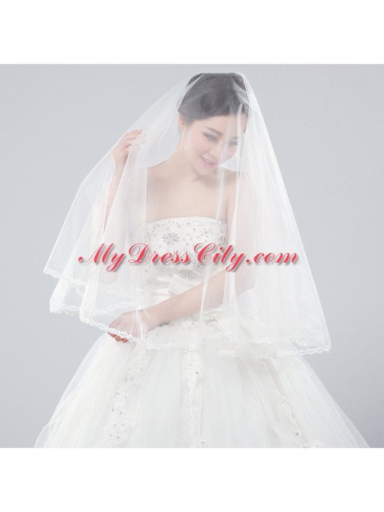 Two-Tier Tulle Bridal Veils with Ribbon Edge