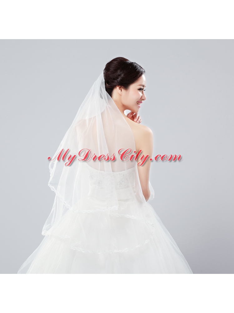 Two-Tier Tulle Bridal Veils with Ribbon Edge