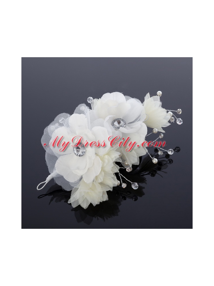 White Rhinestone and Pearl Fascinators for Wedding