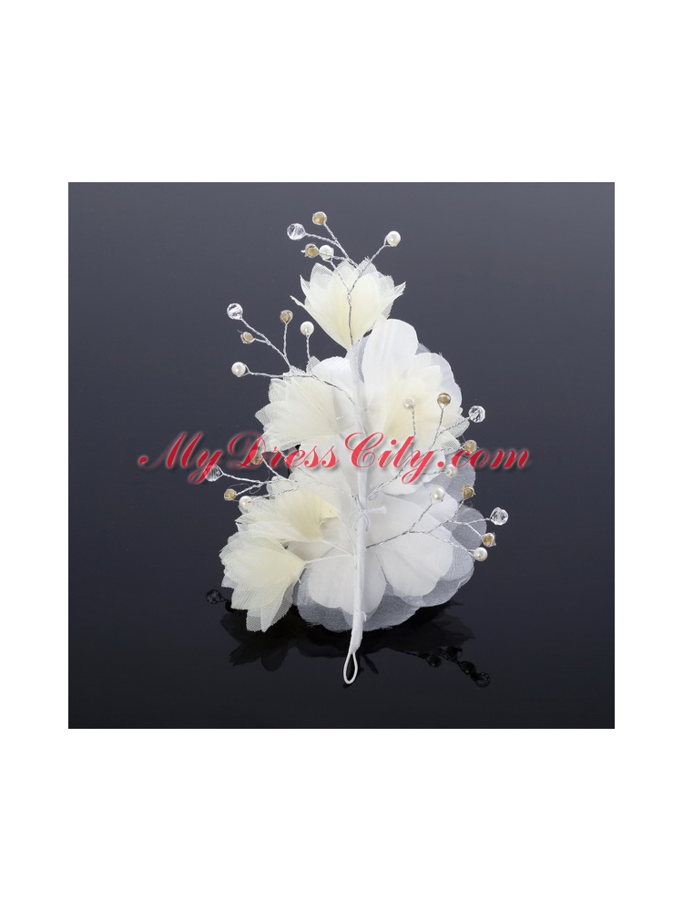 White Rhinestone and Pearl Fascinators for Wedding