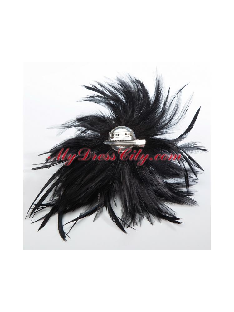 2014 Simple Feather Black Feather Flower Hairpin