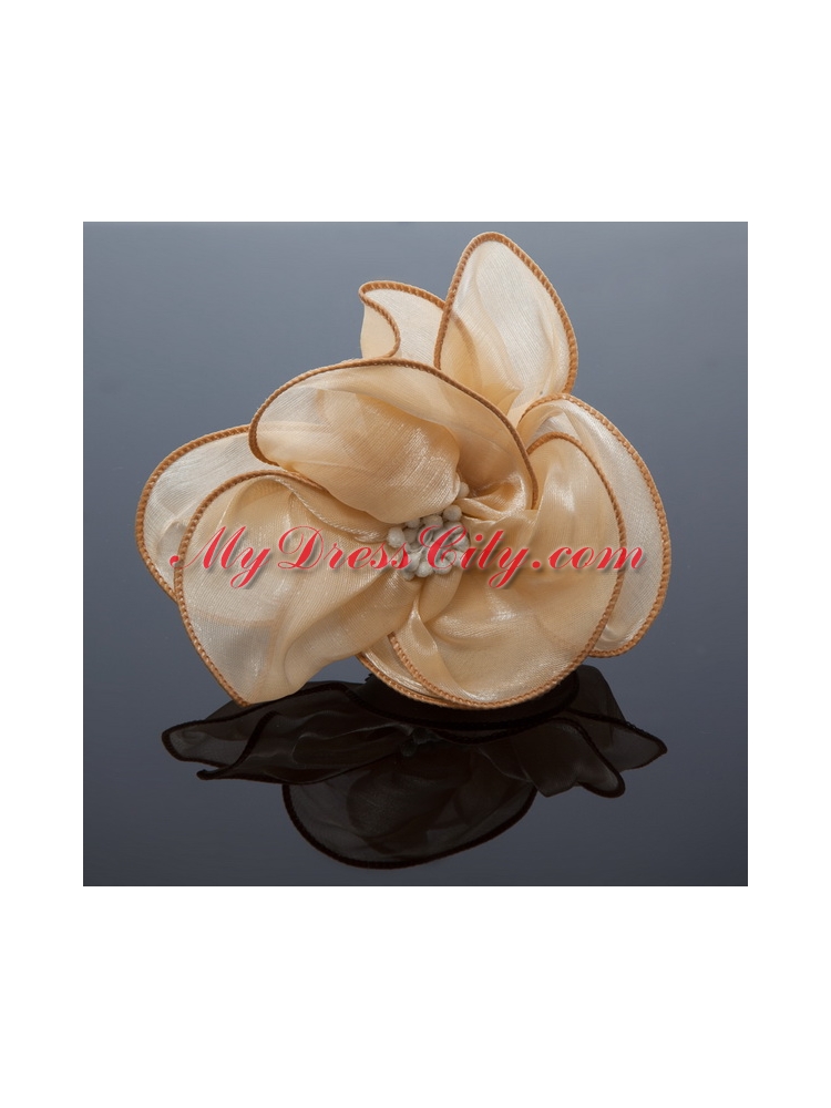 Cheap Organza Champagne Fascinators for Special Occasion