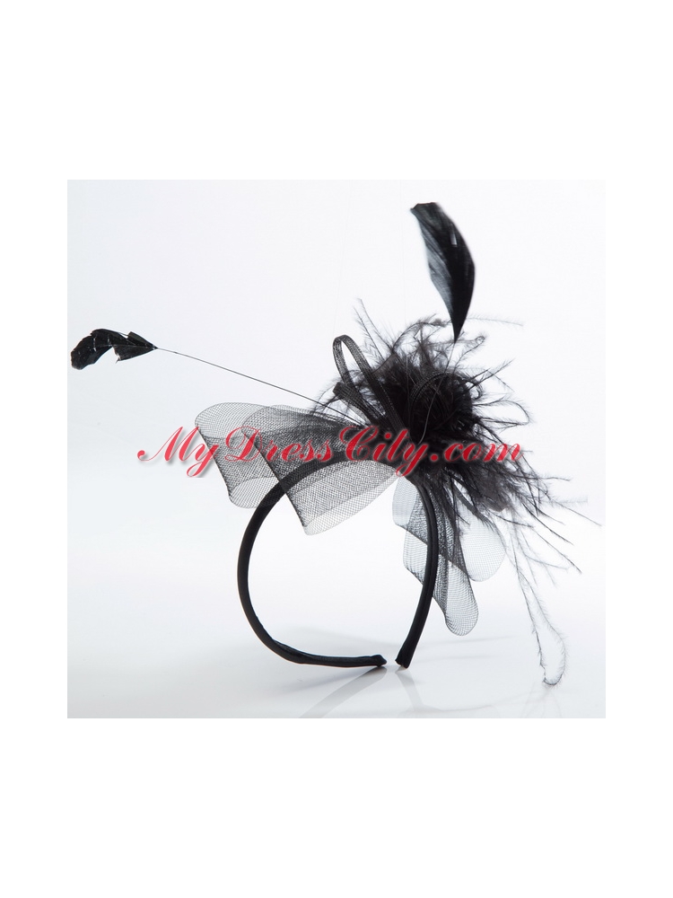 Cheap White Tulle Elegant Feather Fascinators