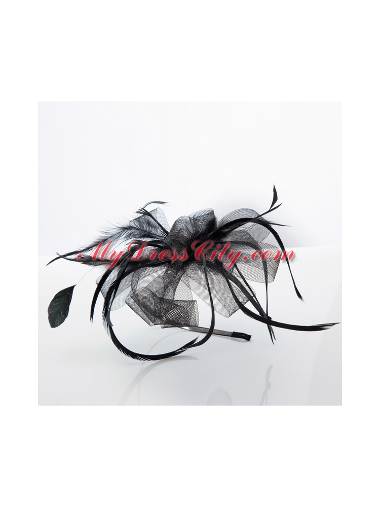 Elgant White Hair Tulle Feather Ornament