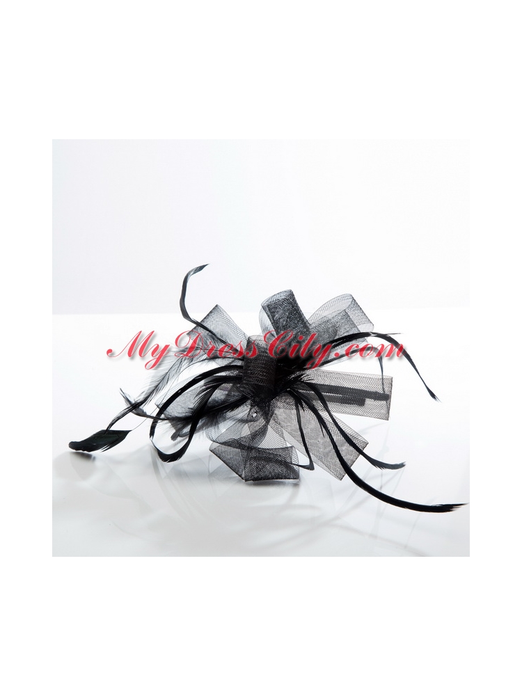 Elgant White Hair Tulle Feather Ornament