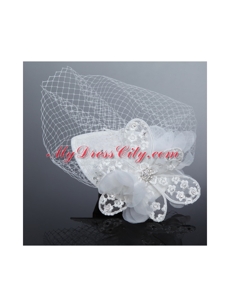 Fashionable Beading Tulle and Lace Hat Hair Ornament