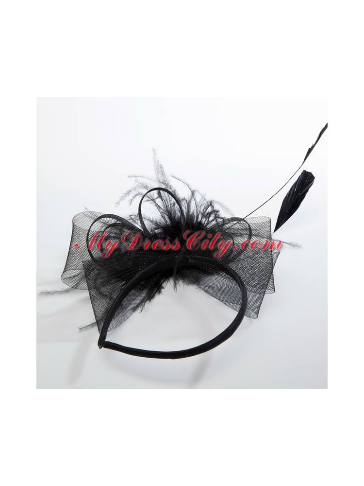 Simple Black Tulle Hairpins Birdcage Veils with Feather