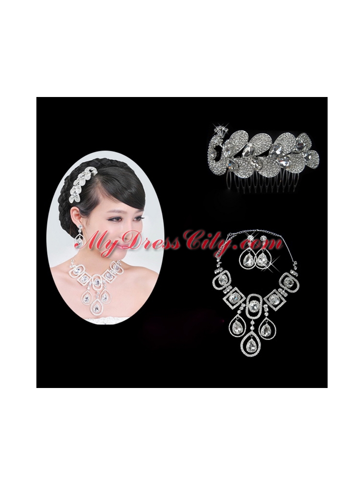 Rhinestone Dignified Necklace And Tiara