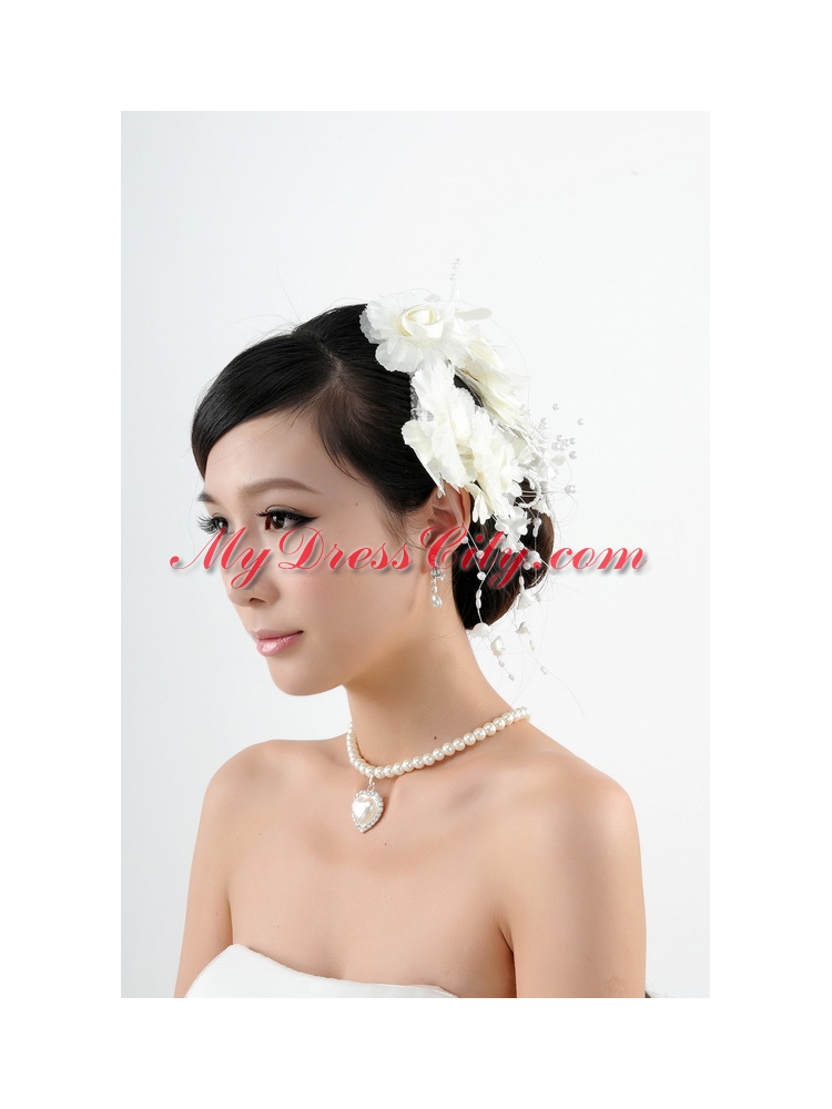 Charming Jewelry Set with Headpiece Immitation Pearl Necklace And Earrings