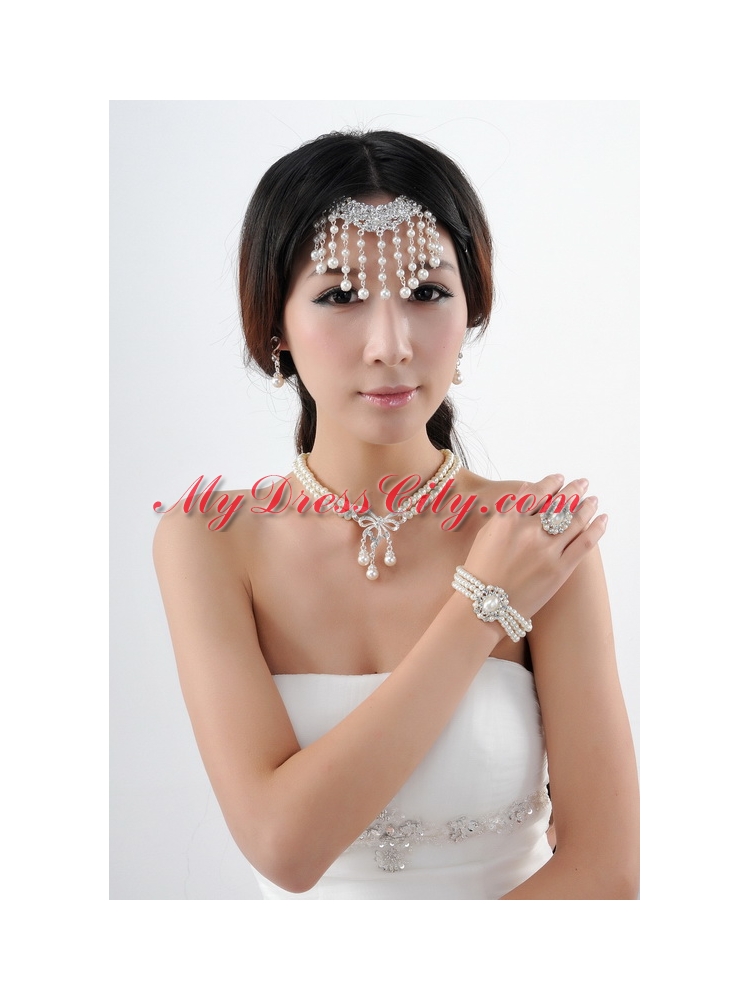 Gorgeous Wedding Jewelry Set Including Necklace Earrings and Ring