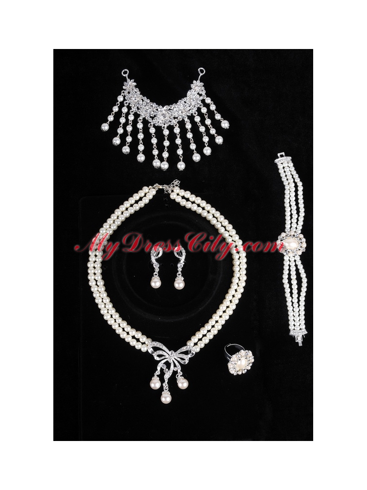 Gorgeous Wedding Jewelry Set Including Necklace Earrings and Ring