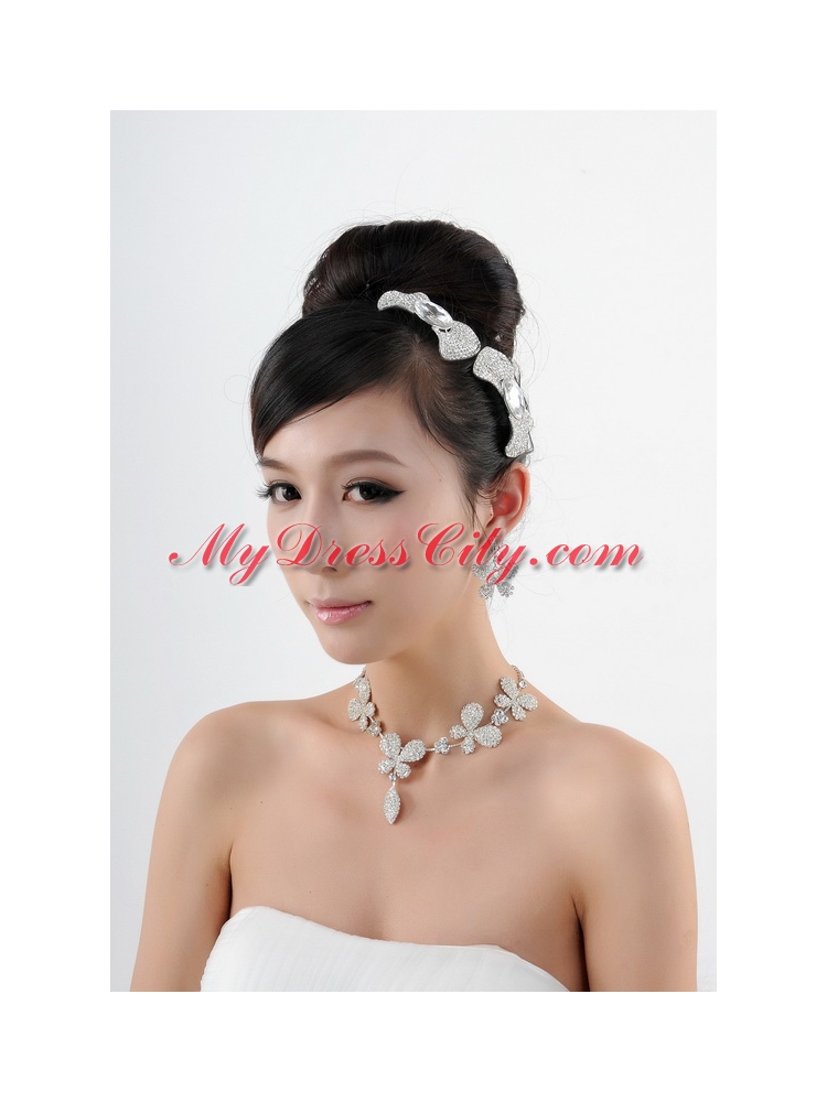 Lovely Bowknot and Butterfly Necklace And Earrings Jewelry Set