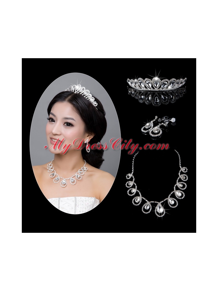 Luxurious Alloy With Rhinestone Crystal Ladies Jewelry Sets