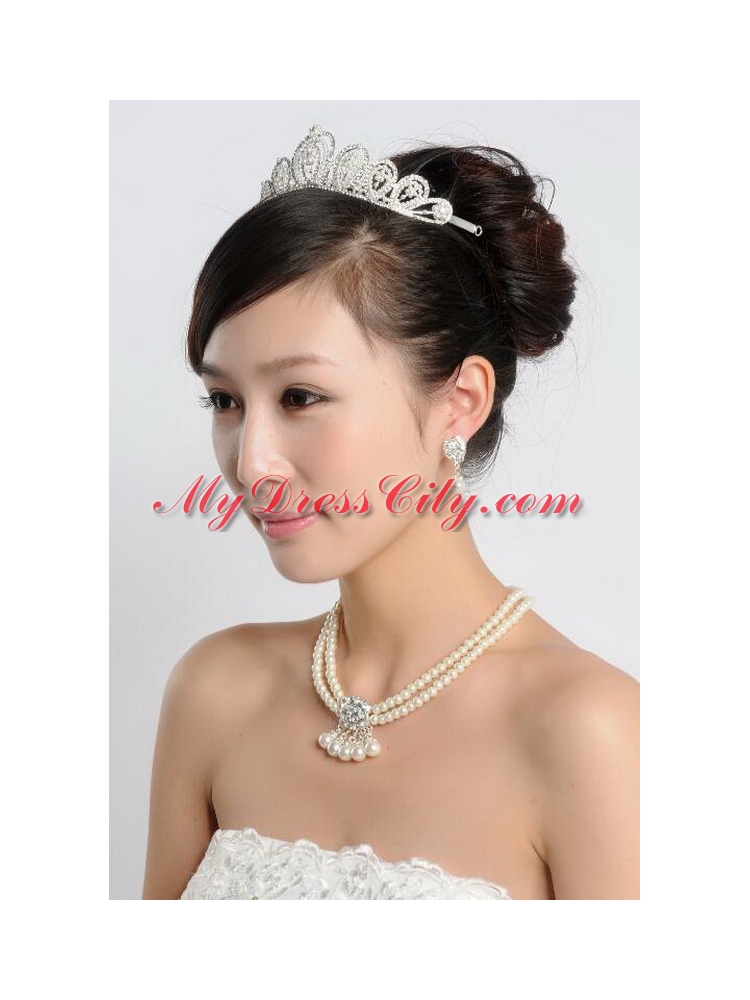 White Imitation Pearl Jewelry Sets Including Necelace and Earings