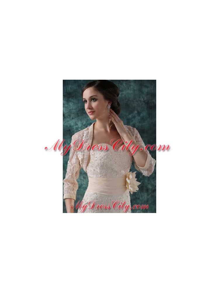 3/4 Sleeveless Lace Jacket in Champagne