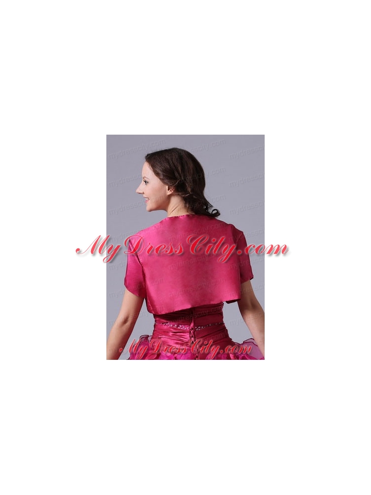 2015 Brand New Style Fuchsia Open Front Quinceanera Jacket