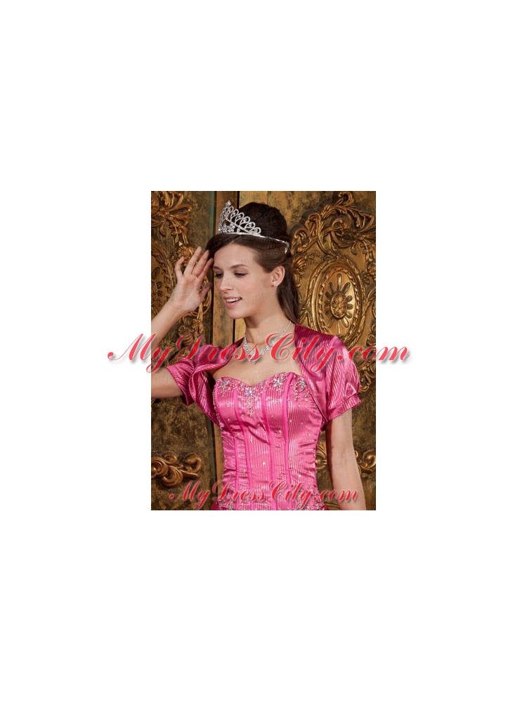 Custom Made Open Front Quinceanera Jacket in Hot Pink For 2015