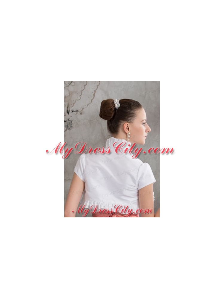 Elegant Short Sleeves Quinceanera Jacket in White