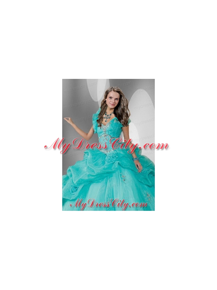 Fashionable Blue Organza Quinceanera Jacket with Beading