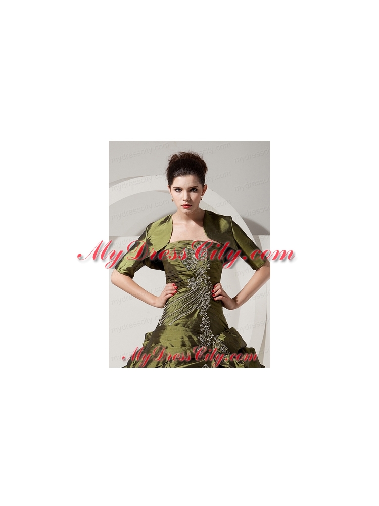 Inexpensive Olive Green Quinceanera Jacket with Short Sleeves