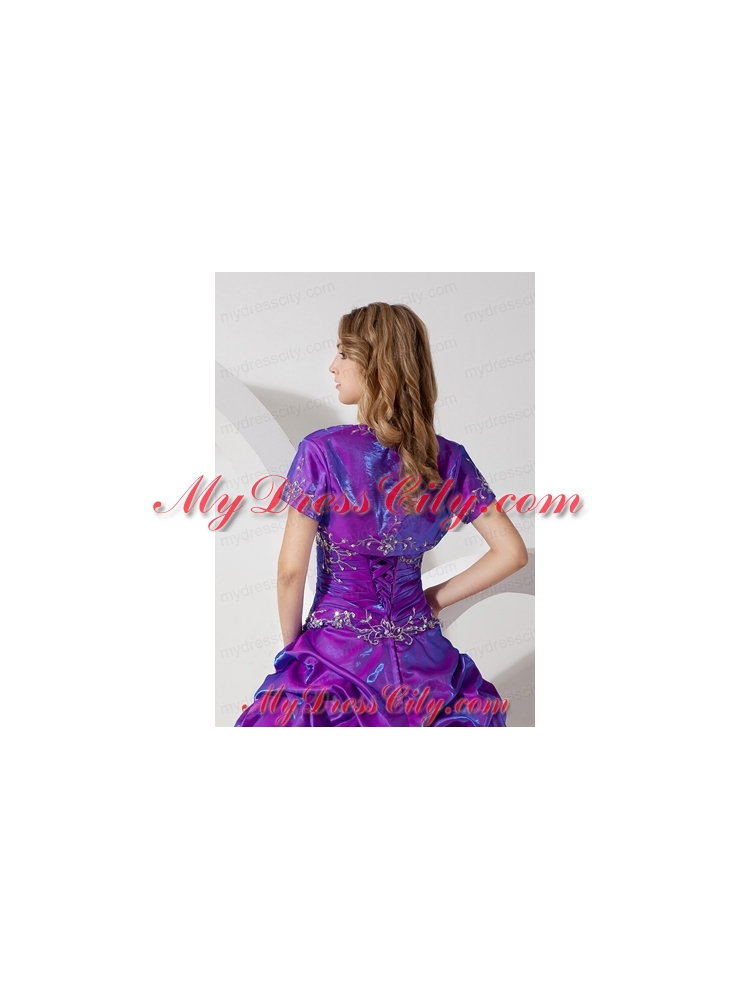 Unique and Affordable Open Front Quinceanera Jacket in Purple For 2015