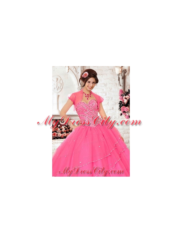 Exclusive Tulle Special Occasion Beading Quinceanera Jacket in Peach