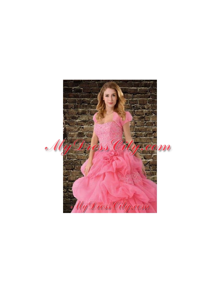 The Super Hot Watermelon Red Organza Special Occasion Quinceanera Jacket