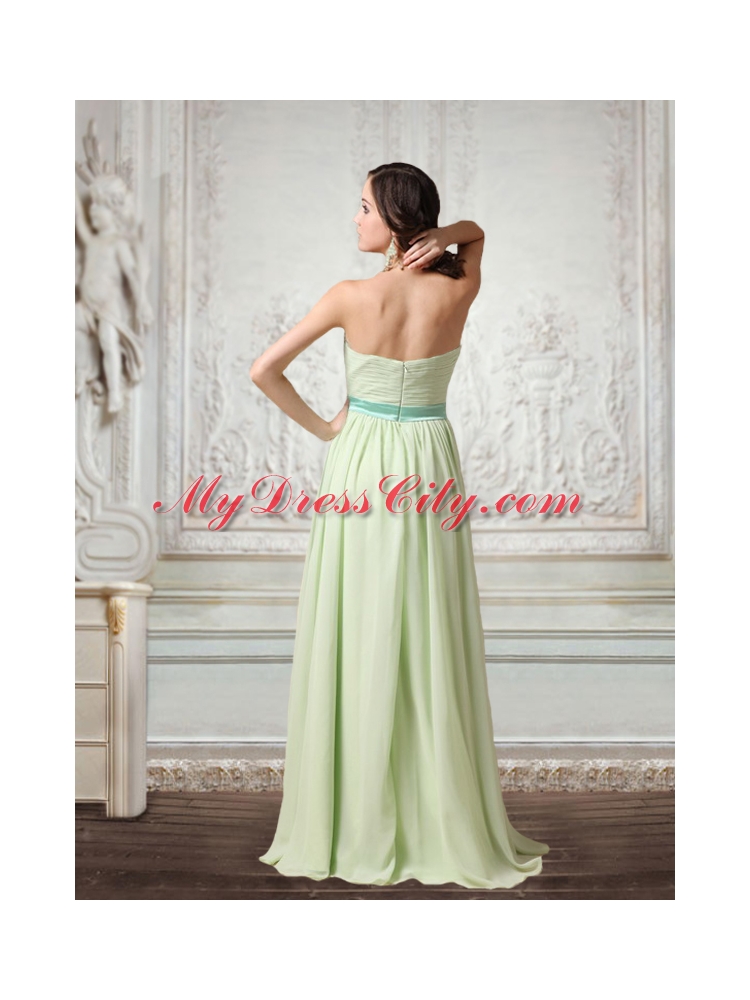 Fashionable Light Mint Sweetheart Evening Dress with Ruching and Belt