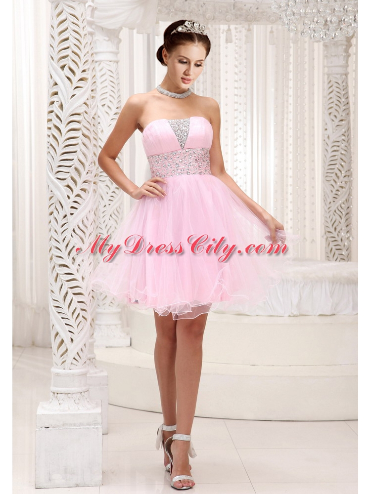 2015 Strapless Lovely Beaded Bodice Prom Dress in Baby Pink