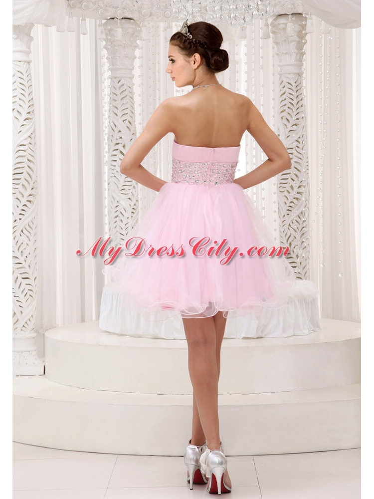 2015 Strapless Lovely Beaded Bodice Prom Dress in Baby Pink