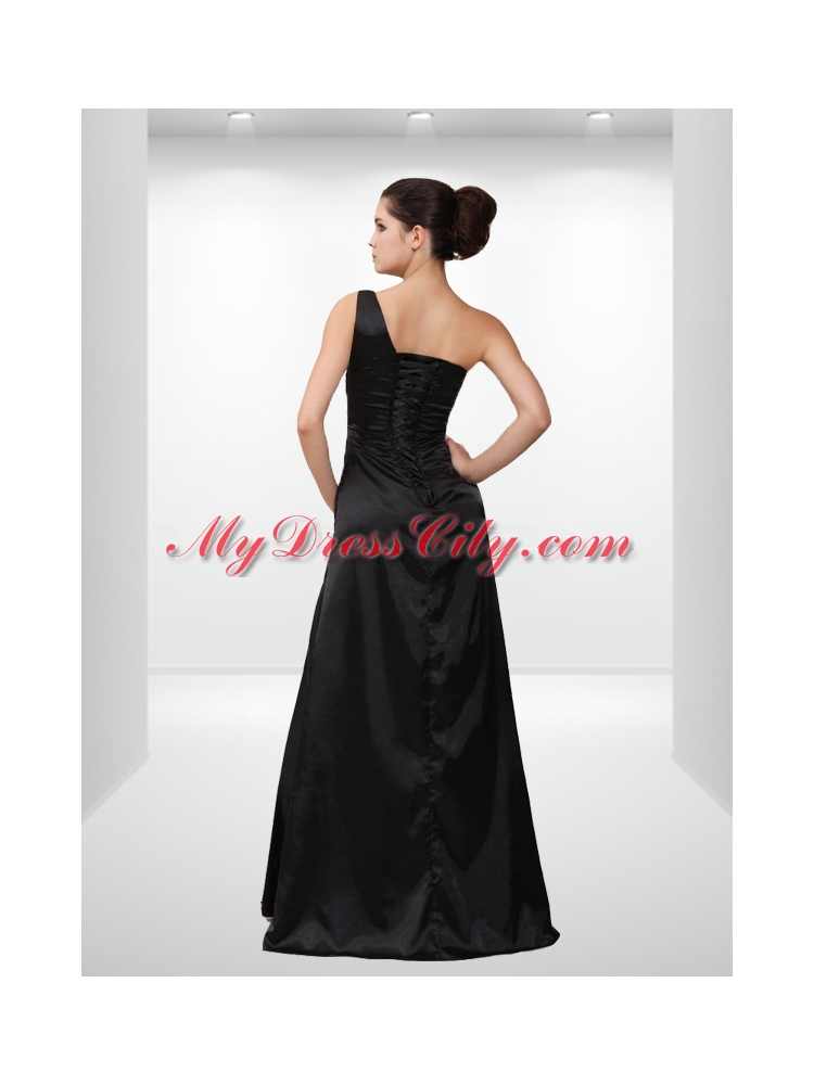 Graceful Beading and Ruching Empire High Low Prom Dress in Black for 2015