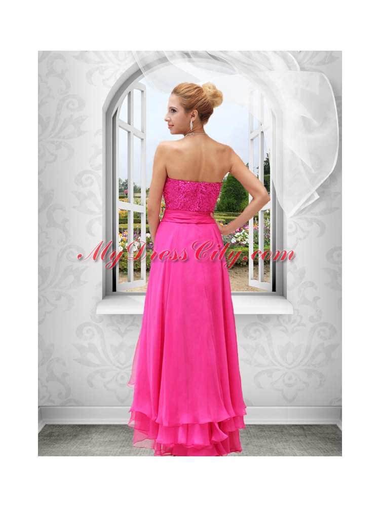 Hot Pink Pretty Sleeveless Sweetheart Column Prom Dress with Beading